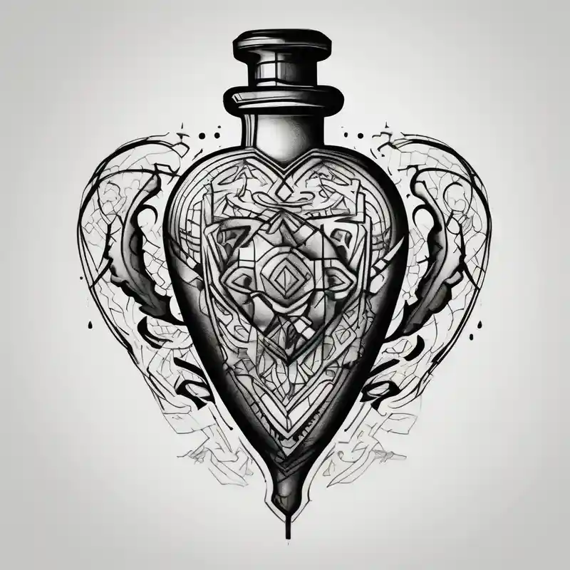 blackwork style Idées d'encre de tatouage vert clair en bouteille de 1 oz en 2025 about Heart shape bottle 1oz-bottle-light-green and Heart shape bottle 1oz-bottle-light-green