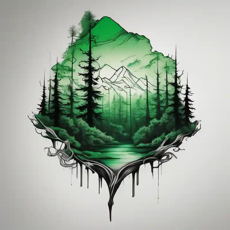 realistic style Idées d'encre de tatouage vert clair en bouteille de 1 oz en 2025 about green forest background 1oz-bottle-light-green and green forest background 1oz-bottle-light-green