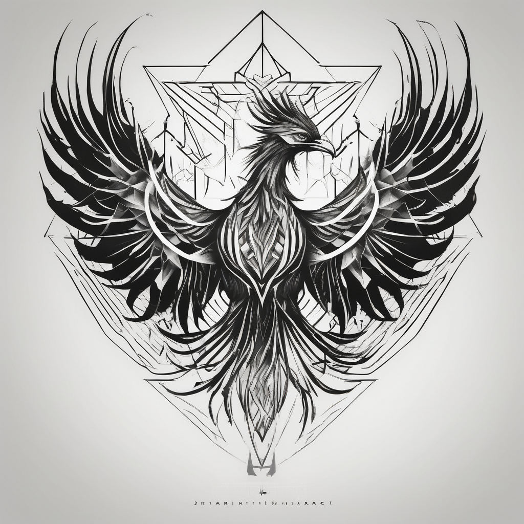 elegant phoenix rising, AI-generated Geometric tattoo design