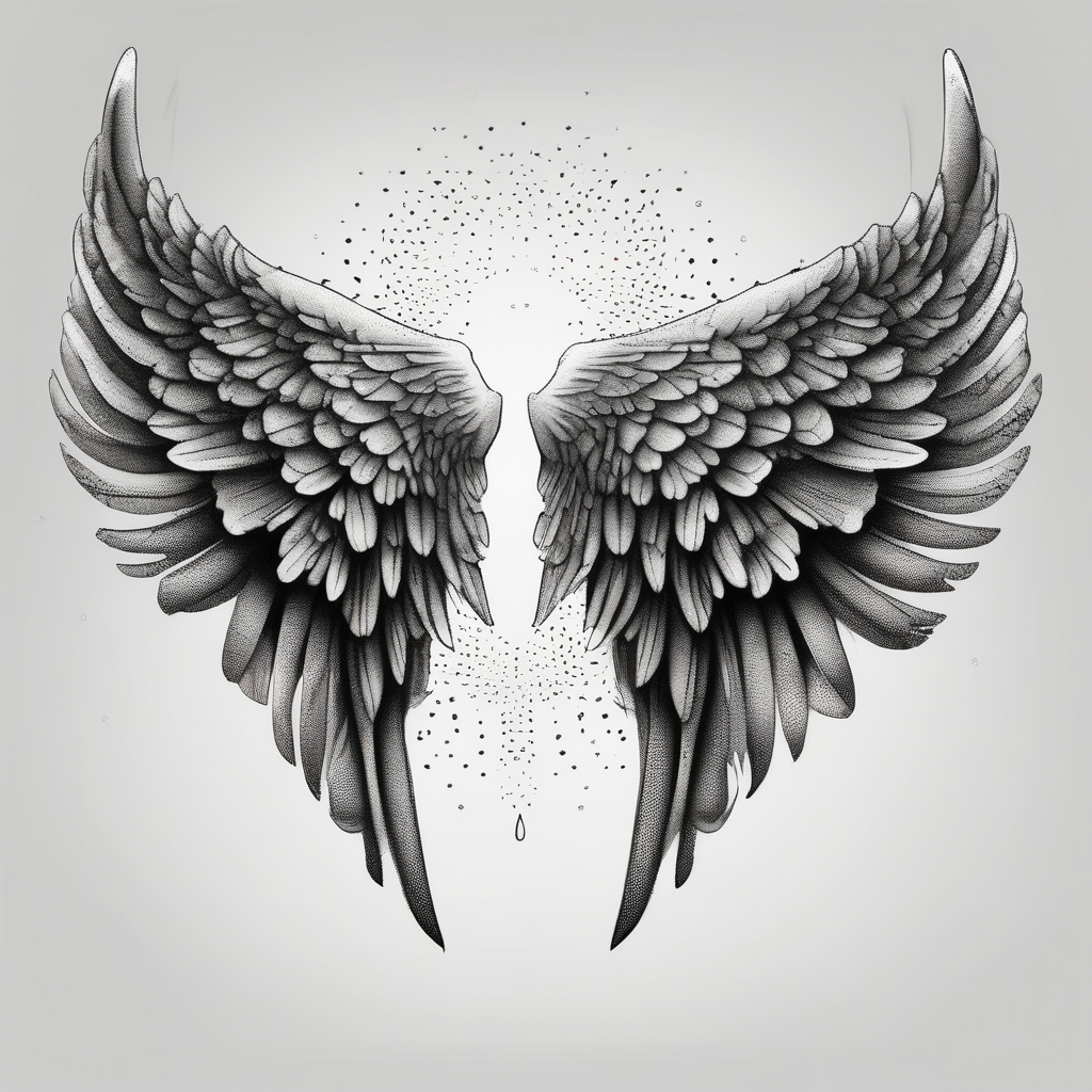 Arm sleeve for men with angels wings angel-of-death, diseño de tatuaje Dotwork generado con IA
