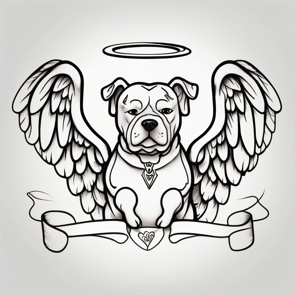 Dog print with angel wings and the name Bella angel-of-death, diseño de tatuaje Cartoon generado con IA