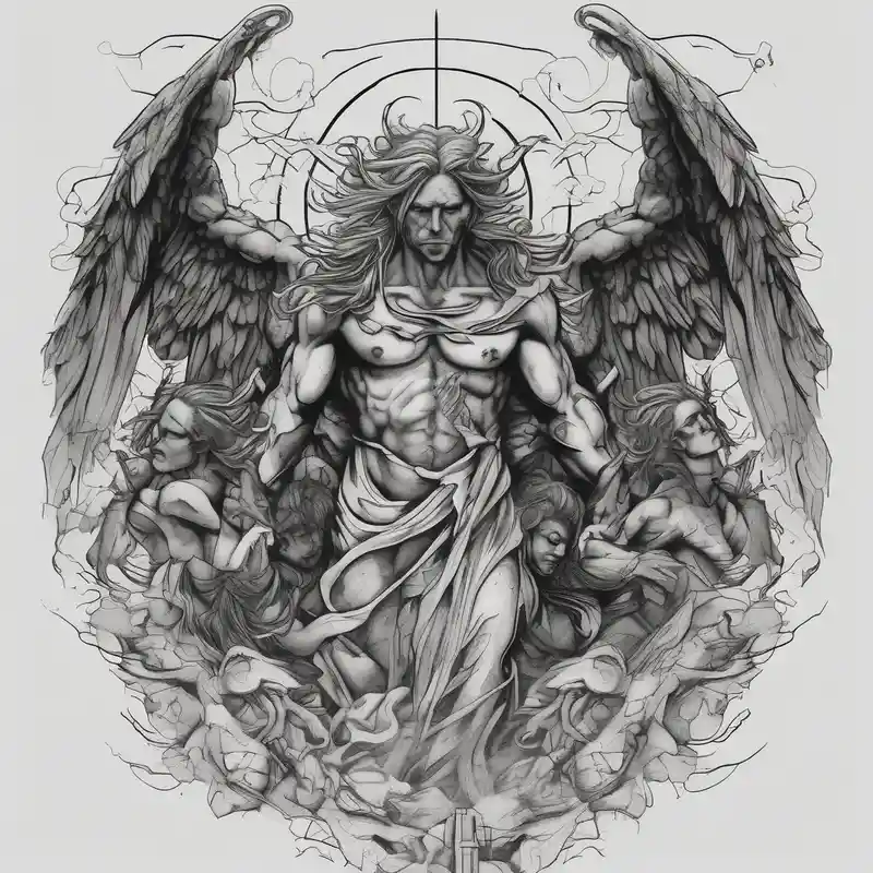 angels vs demons sleeves – Boceto, Blanco y negro
