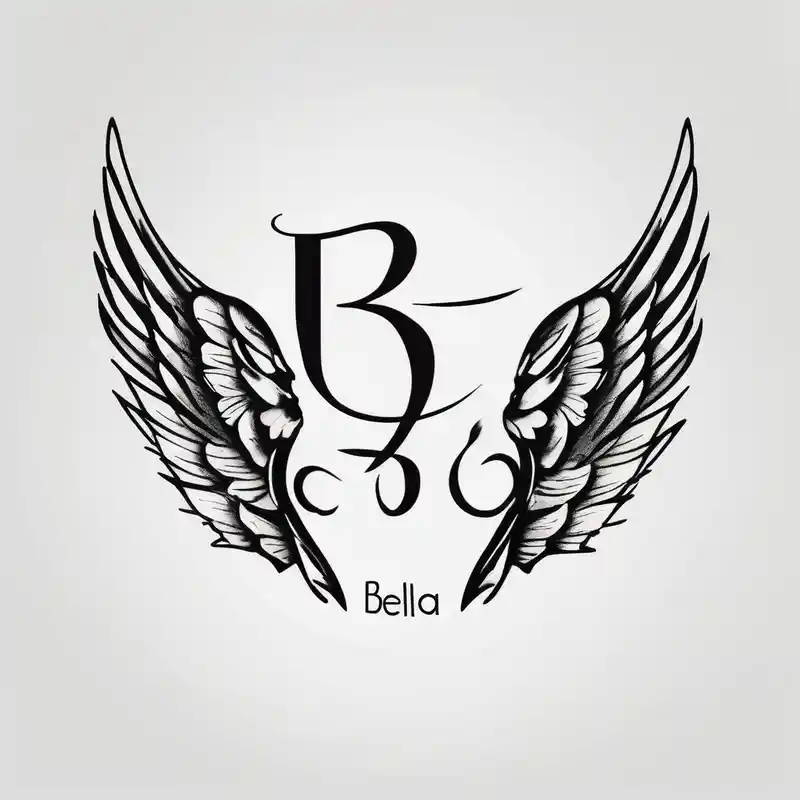 Dog print with angel wings and the name Bella – Minimalista, Colores vivos