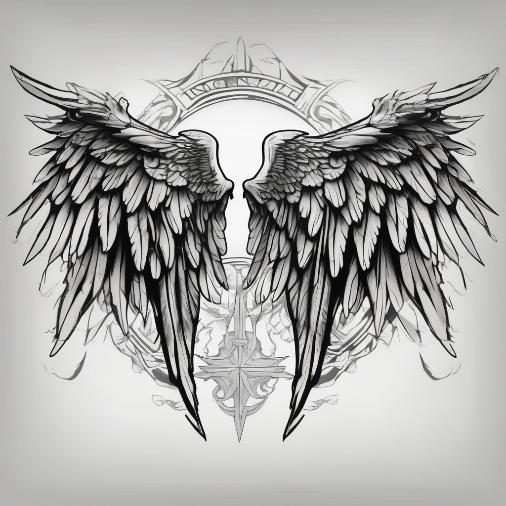 Arm sleeve for men with angels wings angel-of-death, diseño de tatuaje Old school generado con IA