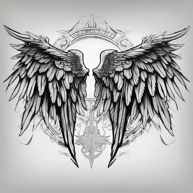 Arm sleeve for men with angels wings – Old school, Blanco y negro
