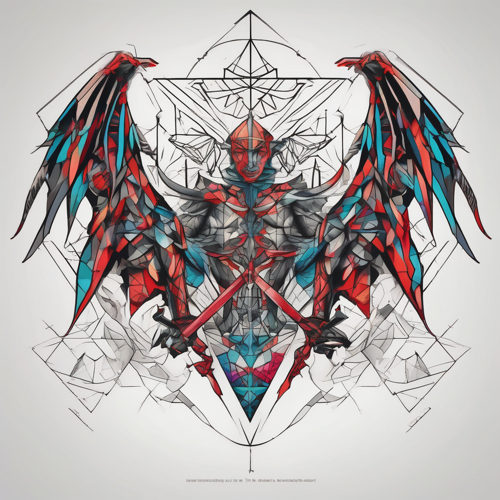 angels vs demons sleeves angel-of-death, diseño de tatuaje Geométrico generado con IA