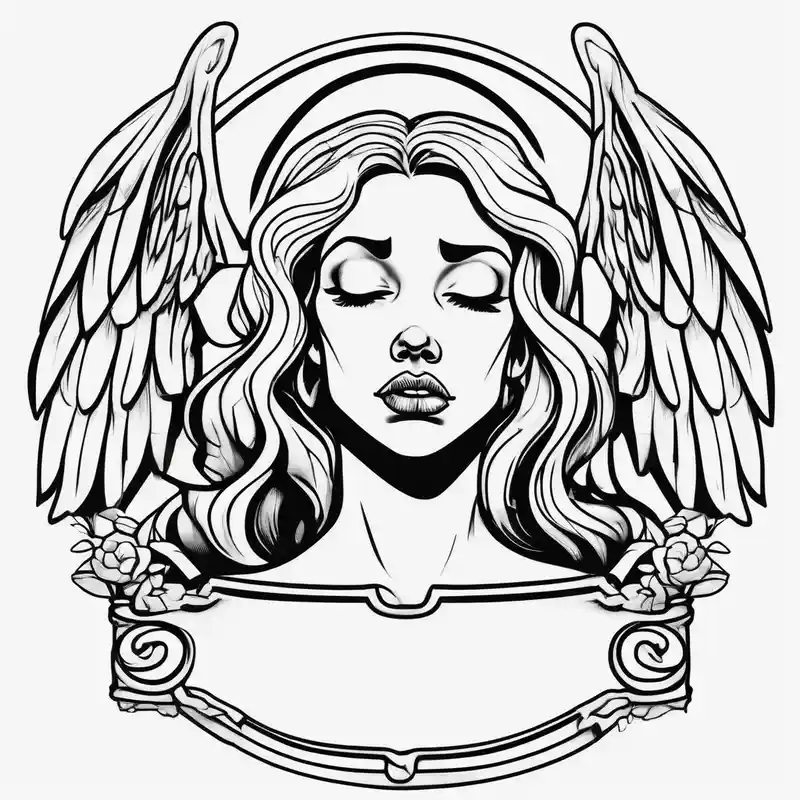 Beautiful woman angel crying over a tombstone – Caricatura, Colores vivos