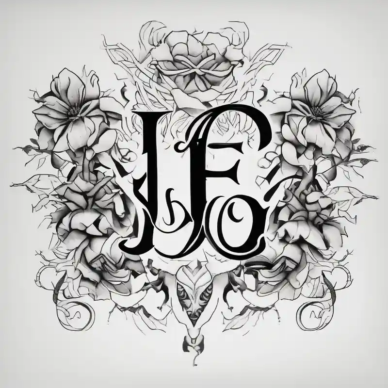 flowers with the initials j e m m – Blackwork, Couleurs vives