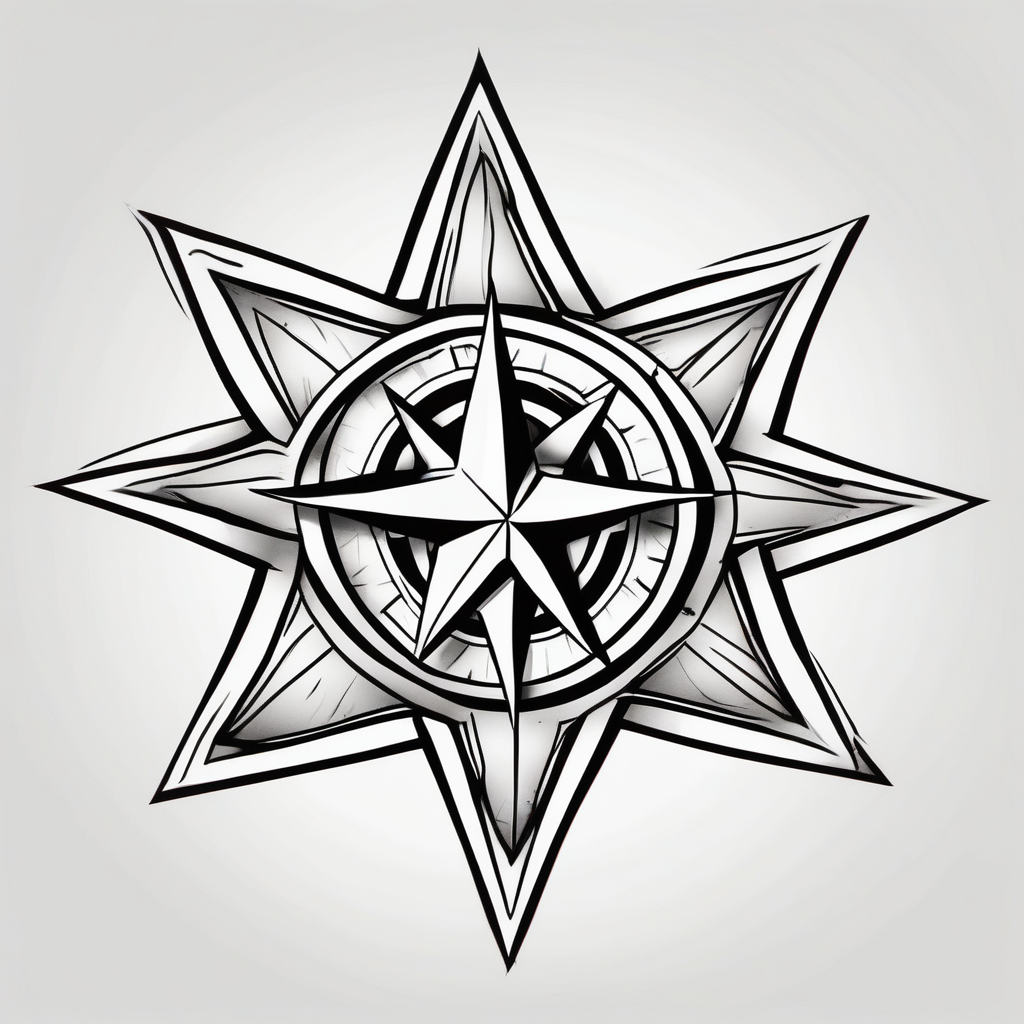 Bold Nautical Star arial-bold, AI-generated Cartoon tattoo design