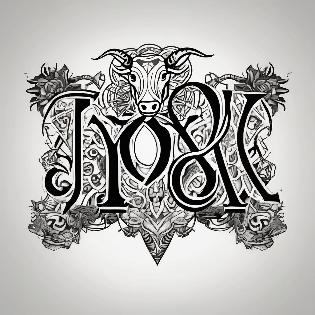 the word ox in bold letters with jamaican designs behind it arial-bold, diseño de tatuaje Blanco y negro generado con IA