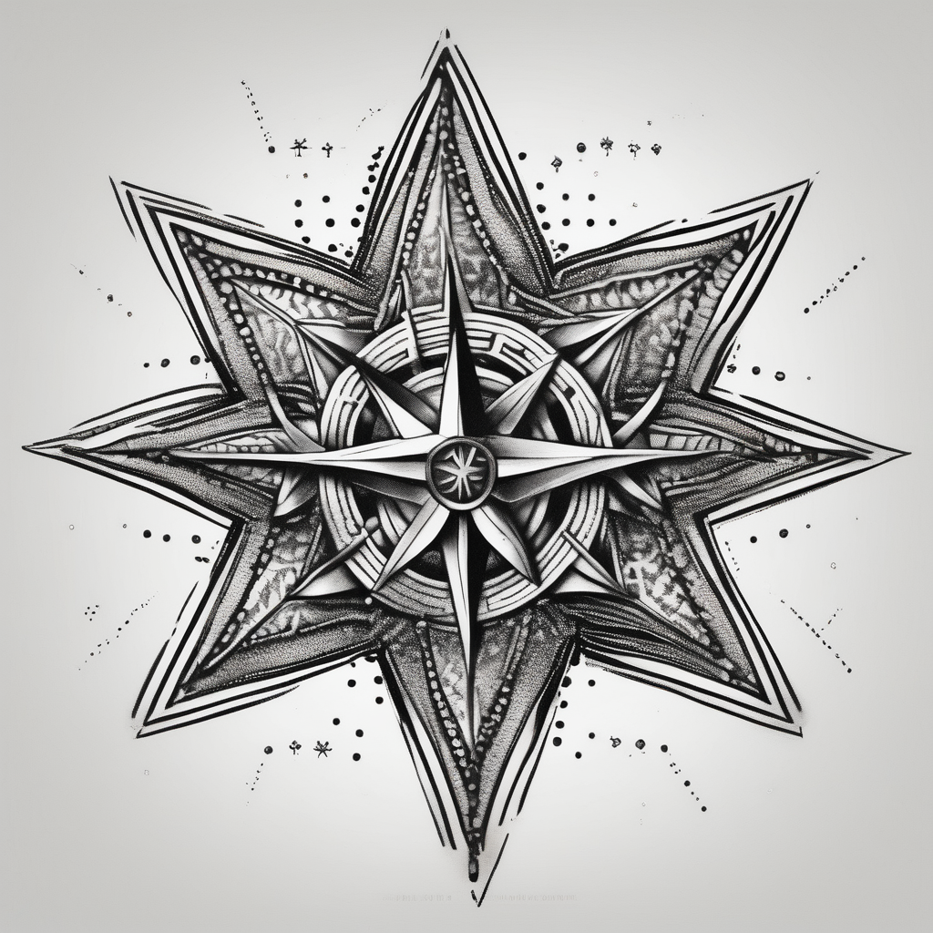 Bold Nautical Star arial-bold, diseño de tatuaje Dotwork generado con IA