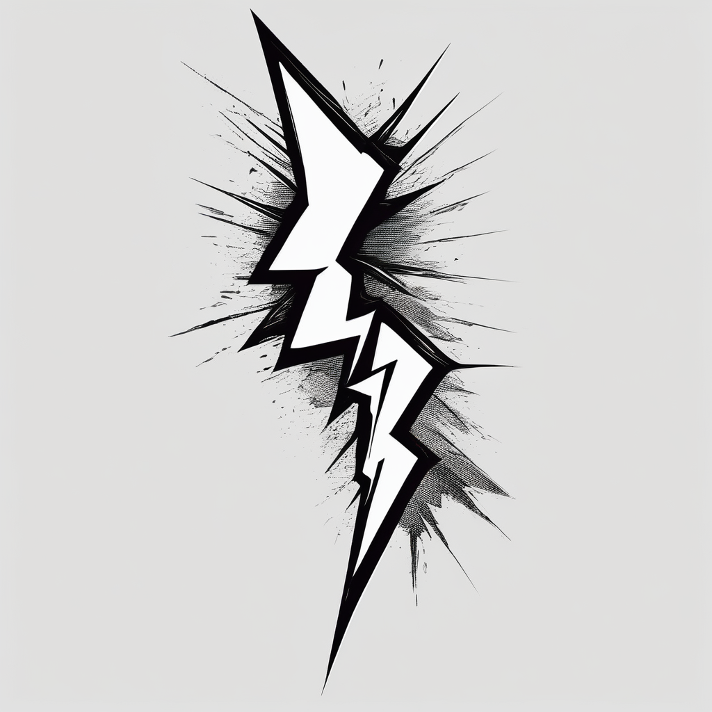 Bold Lightning Bolt arial-bold, diseño de tatuaje Realista generado con IA