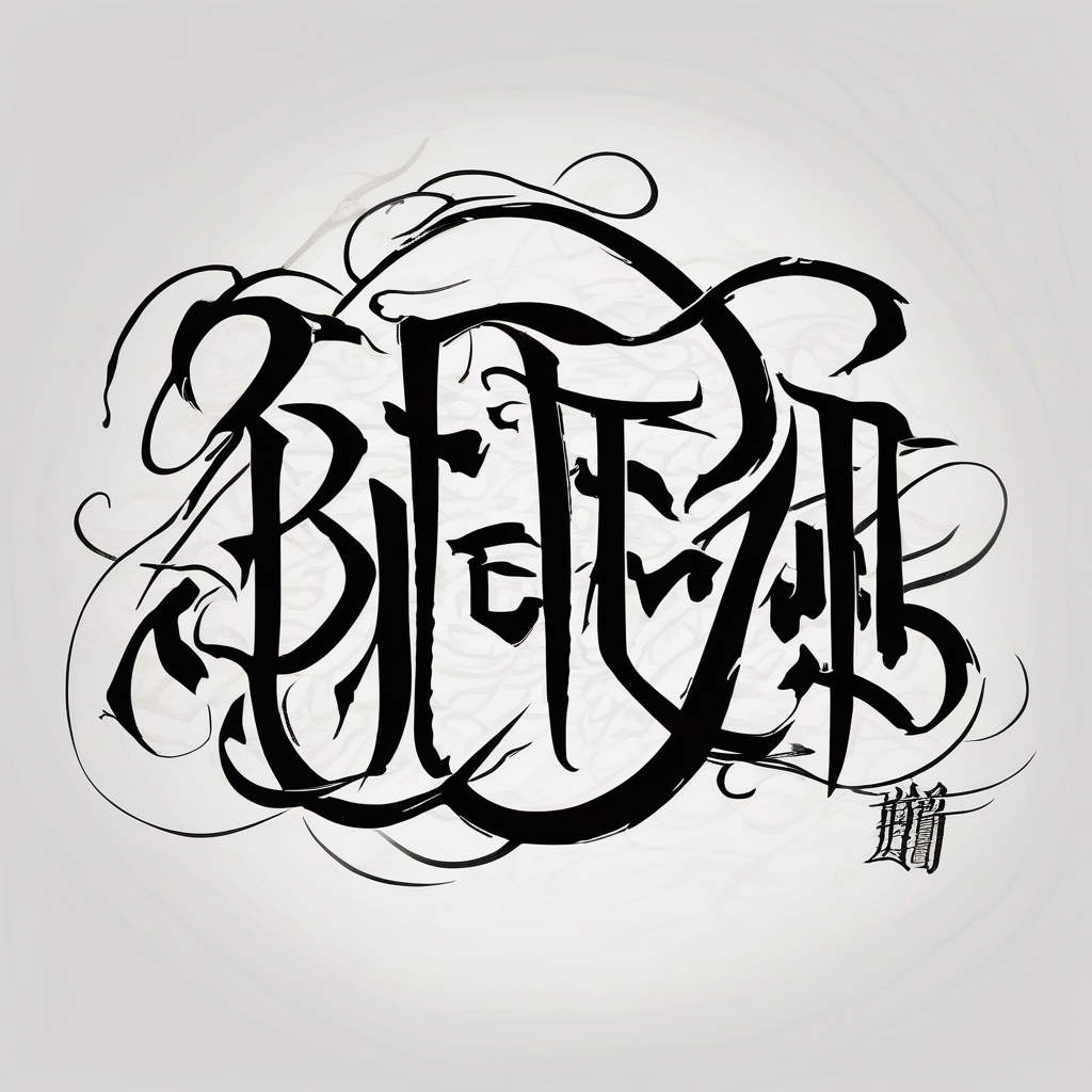 REDEMPTION in handwritten, cursive, bold, gothic arial-bold, diseño de tatuaje Japonés generado con IA