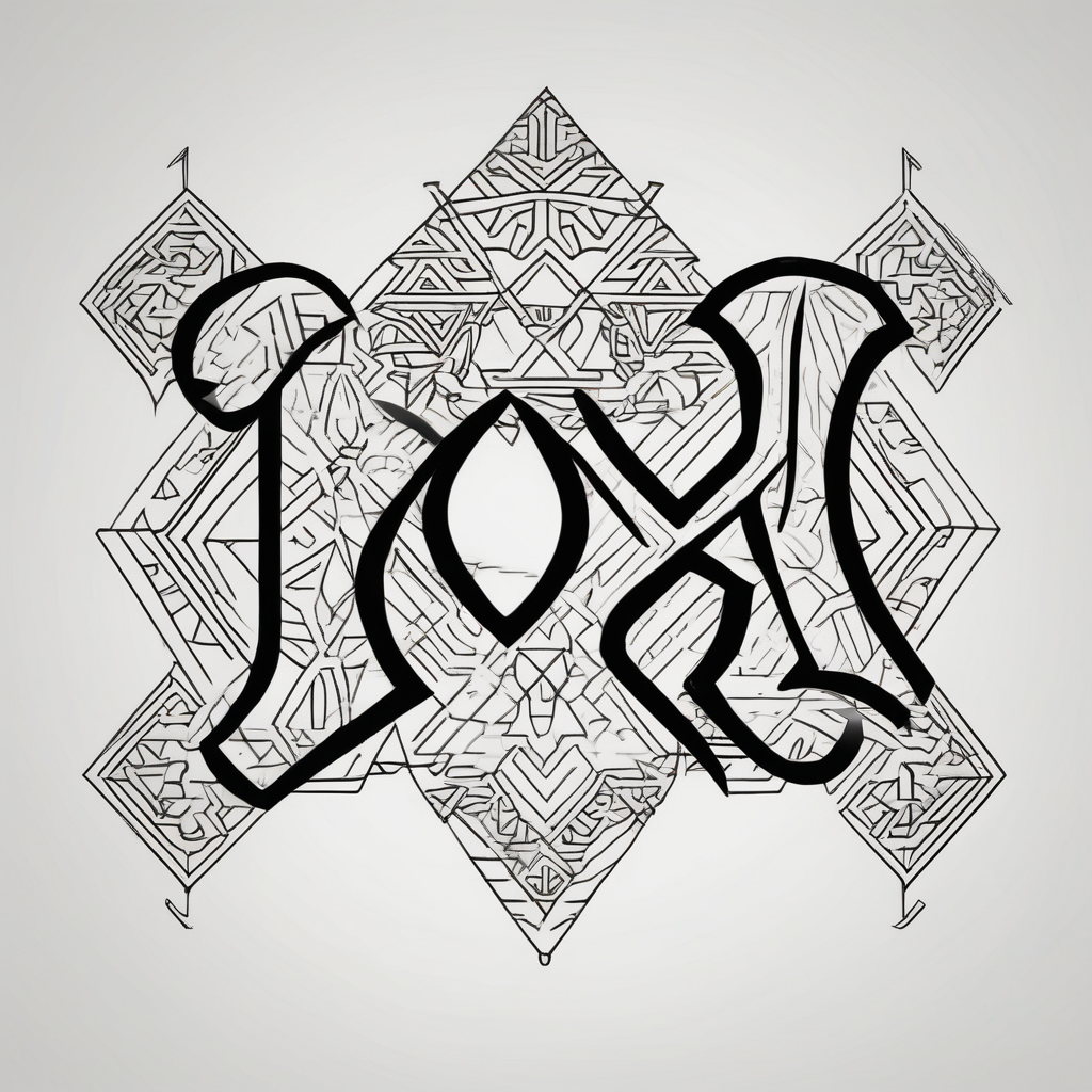 the word ox in bold letters with jamaican designs behind it arial-bold, diseño de tatuaje Geométrico generado con IA