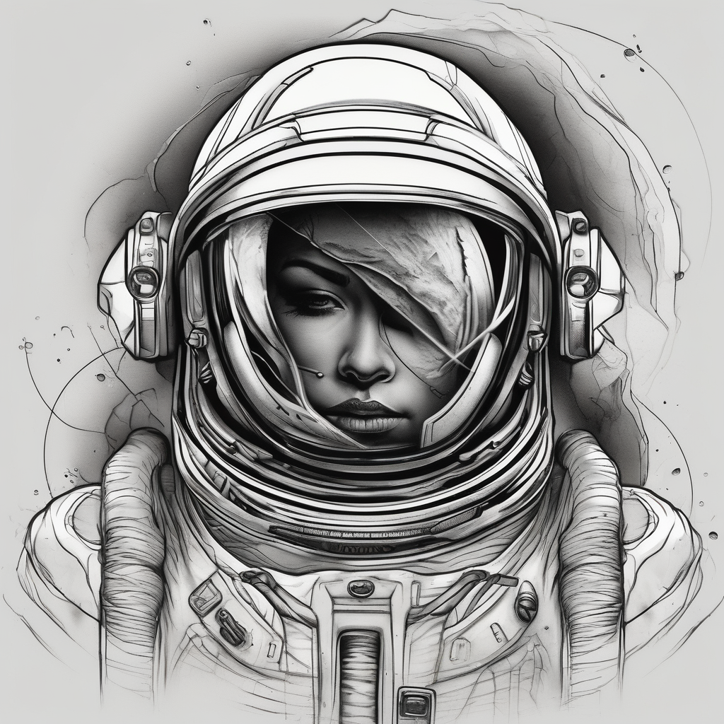 astronaut(AIが生成したリアリズムスタイルのタトゥーデザイン)
