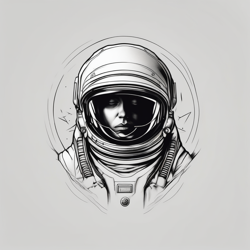 astronaut, minimalist, simple(AIが生成したリアリズムスタイルのタトゥーデザイン)