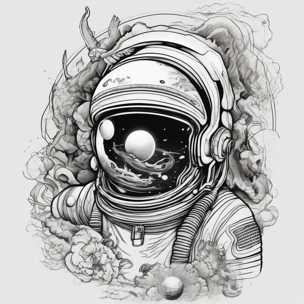 Astronaut sucking dick(AIが生成したシュルレアリスムスタイルのタトゥーデザイン)