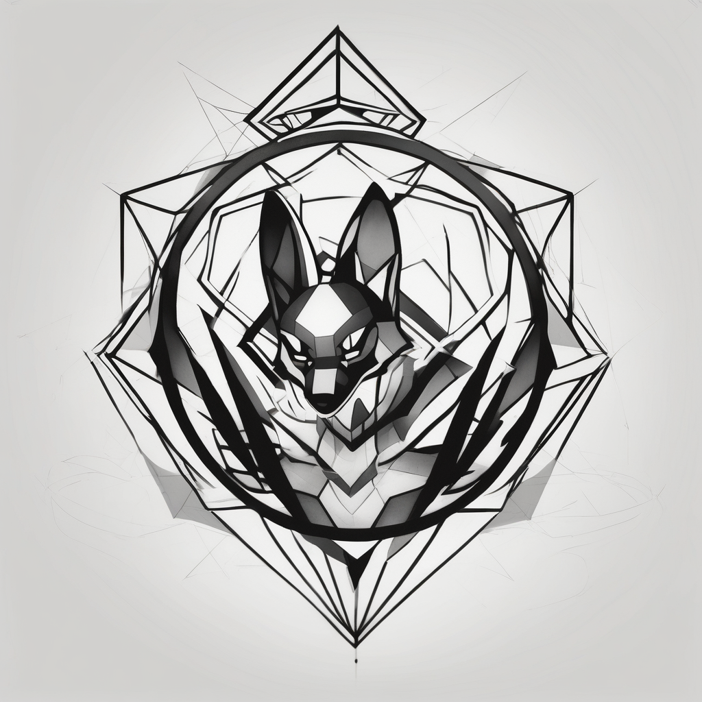 Lucario attacking with Aura Sphere attack-on-titan, diseño de tatuaje Geométrico generado con IA
