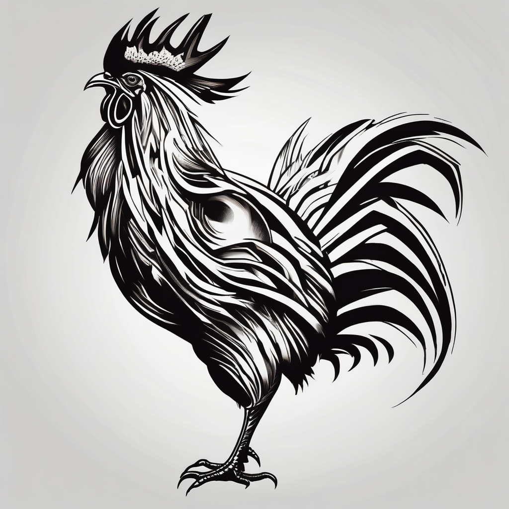 attacking rooster attack-on-titan, diseño de tatuaje Blanco y negro generado con IA