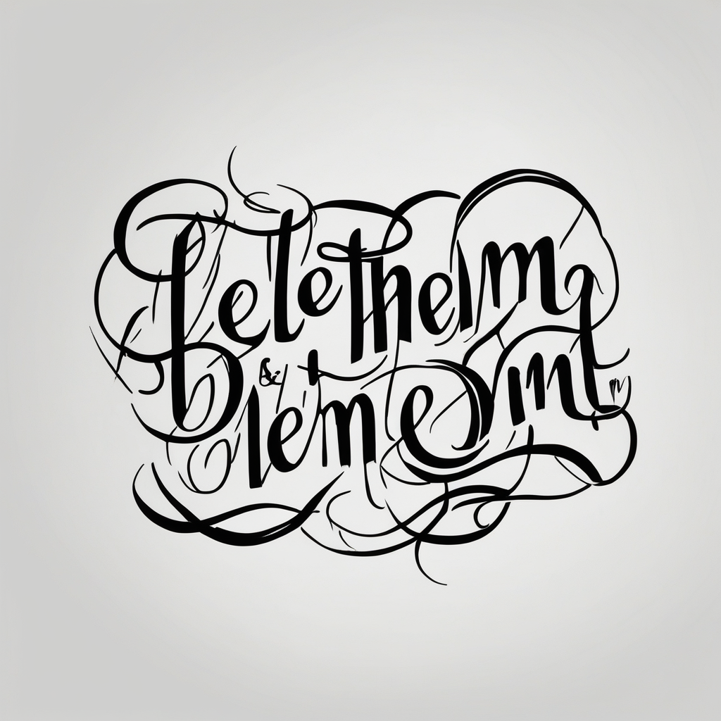 Small Fine line dainty cursive tattoo with the saying “let them & let me” on back back-neck, diseño de tatuaje Boceto generado con IA