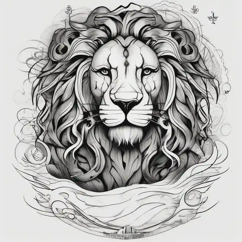 Lion with lil wave in the back the bibble verse on foream
