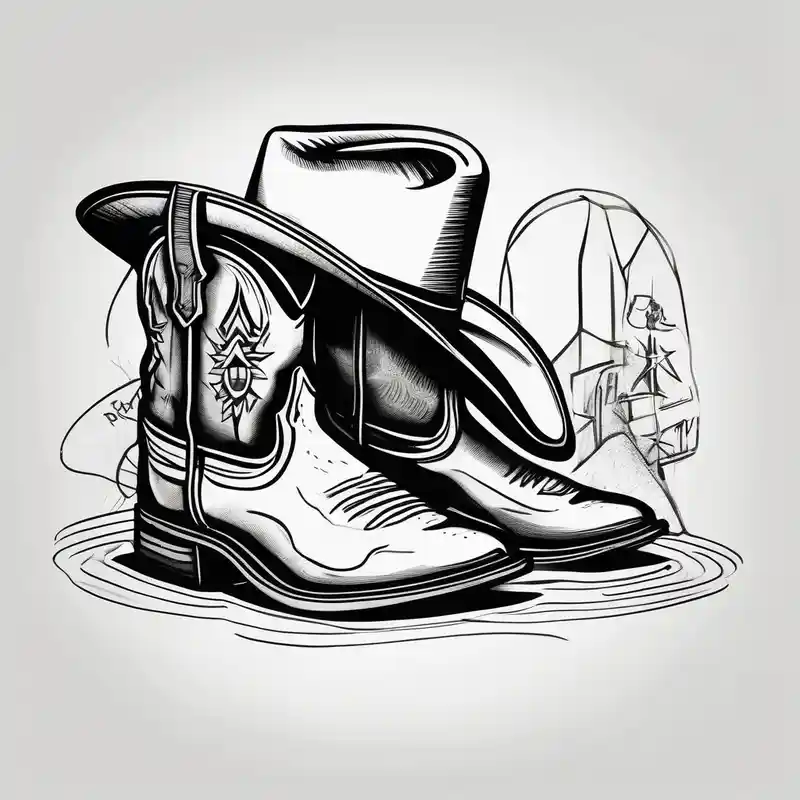 Keep it simple. A pair of outdoor boots next to two flip flops and a cowboyhat on the Beach. – Croquis, Noir et blanc