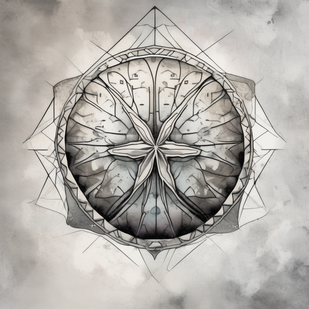 sand dollar watercolor light gray draw sand around it like it's washed up on the beach. the tattoo will go on the underside of my wrist., design de tatouage Géométrique généré par IA