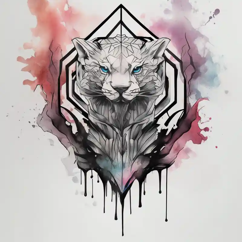 Hexagonal sleeve – 水彩, 白黒