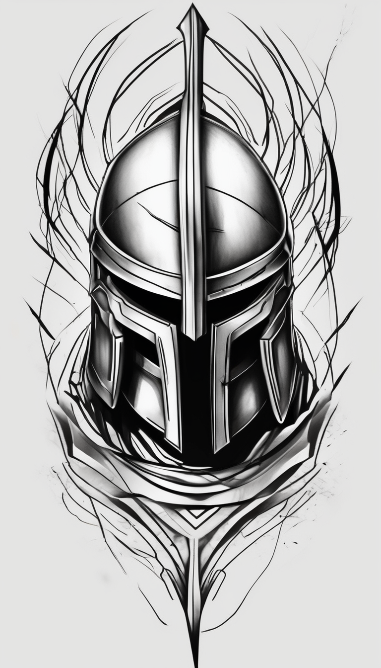 Spartan helmet forearm sleeve beautiful-sleeve(AIが生成したスケッチスタイルのタトゥーデザイン)