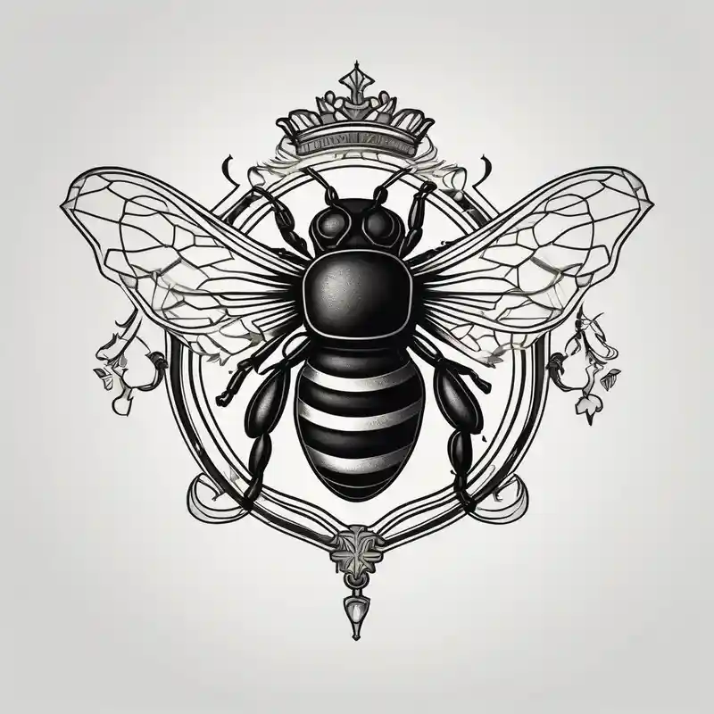 a bee inside of a emblem, like a family blazon think like Louis XIV a bit classy – Minimalista, Colores vivos