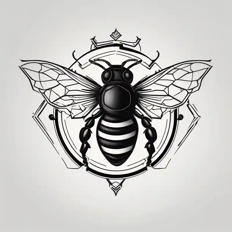 a bee inside of a emblem, like a family blazon a bit classy and emblematic