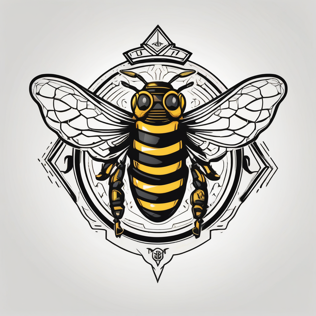 a bee inside of a emblem, like a family blazon think like Louis XIV, diseño de tatuaje Cartoon generado con IA