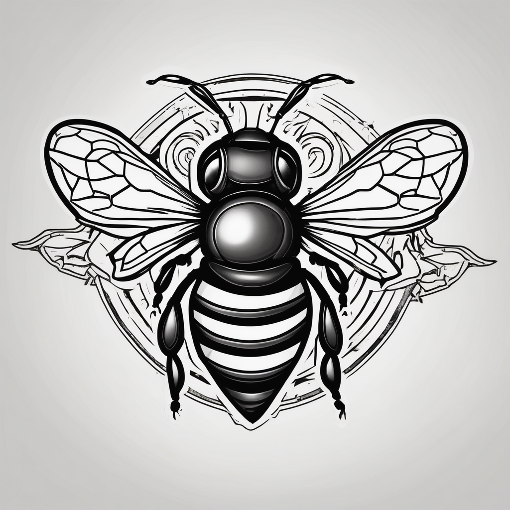 a bee inside of a emblem, like a family blazon a bit classy and emblematic, AI-generated Cartoon tattoo design