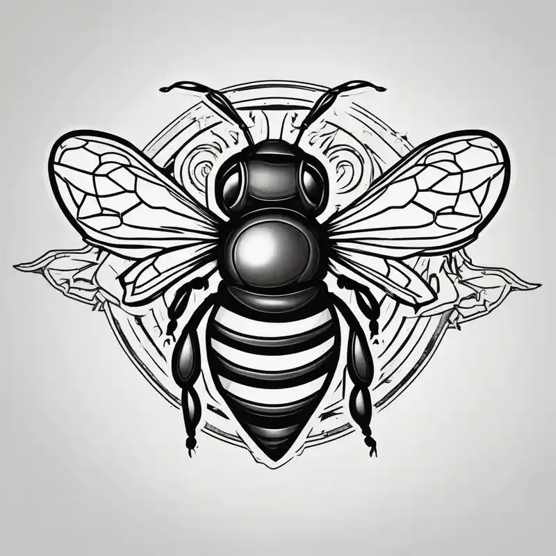 a bee inside of a emblem, like a family blazon a bit classy and emblematic – Cartoon, Black and white