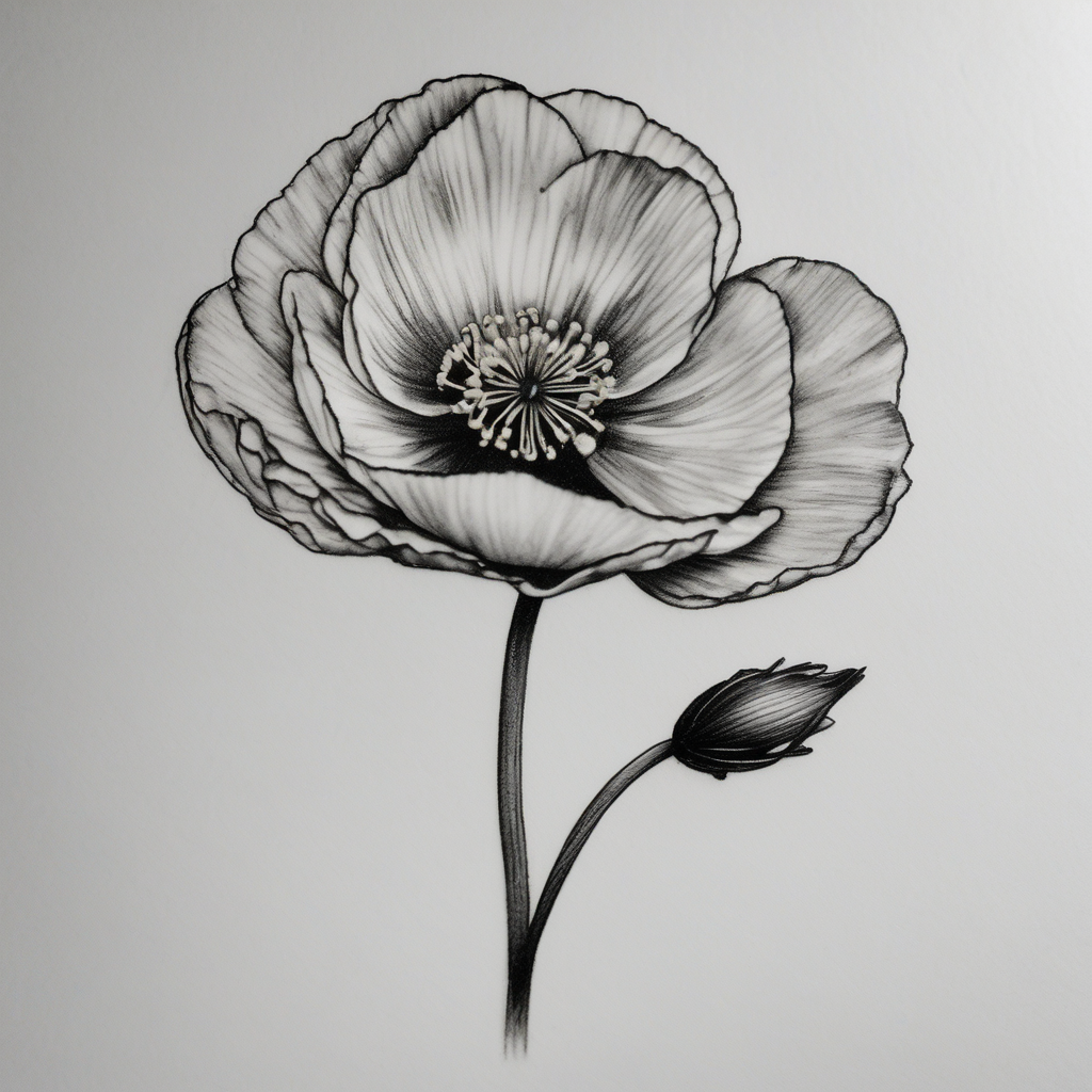 A buttercup for my brother who past away and was my best friend. It was our childhood flower. Thin lines and a small tattoo. His name is Casey. Add a stem and make it less. best-ink, diseño de tatuaje Realista generado con IA
