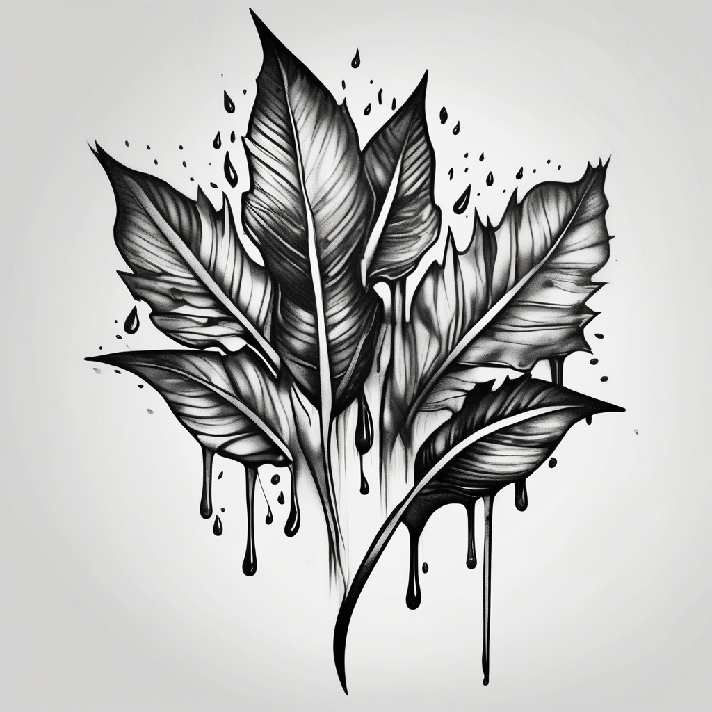 leaves dripping with ink around penis best-ink, AI-generated Realistic tattoo design