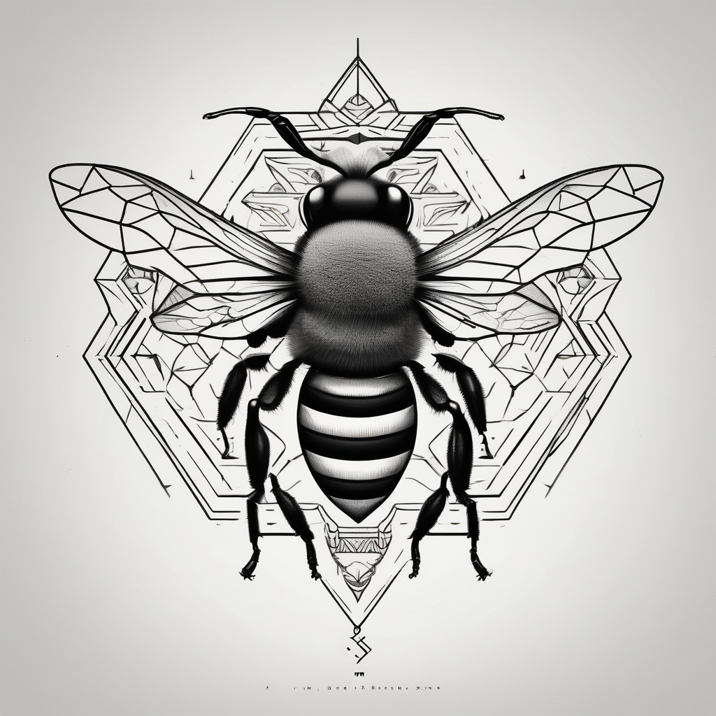 A bee symbolizing facing fears and best friendship with the letter b with it best-ink, AI-generated Geometric tattoo design
