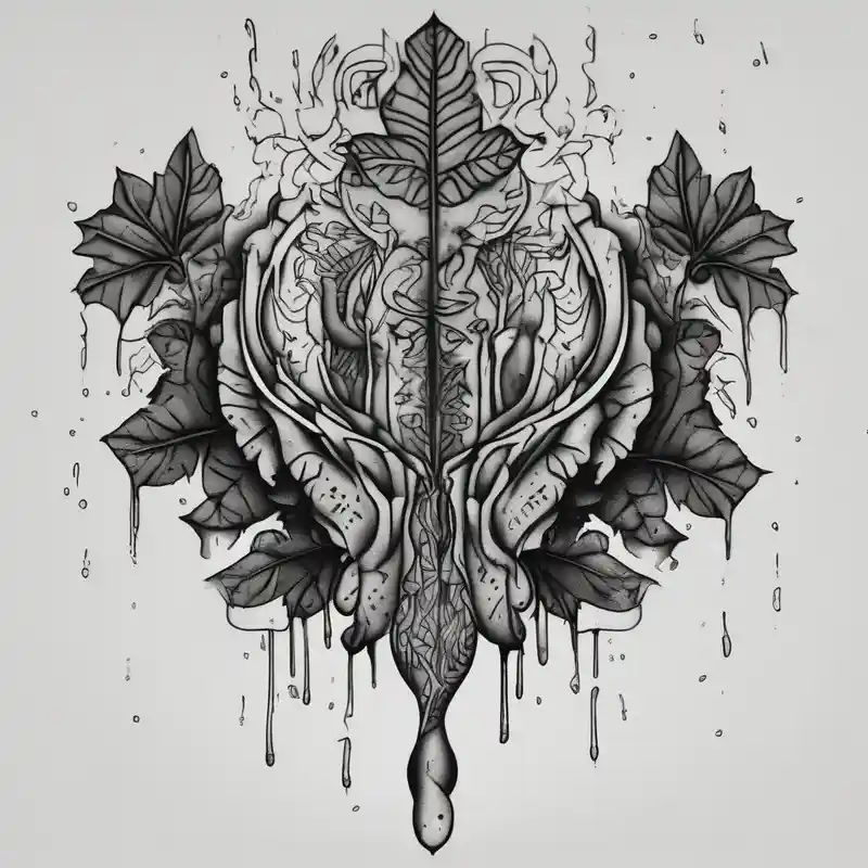 blackwork style RIP Tattoo Ideas in 2025 about leaves dripping with ink around penis best-ink and leaves dripping with ink around penis best-ink