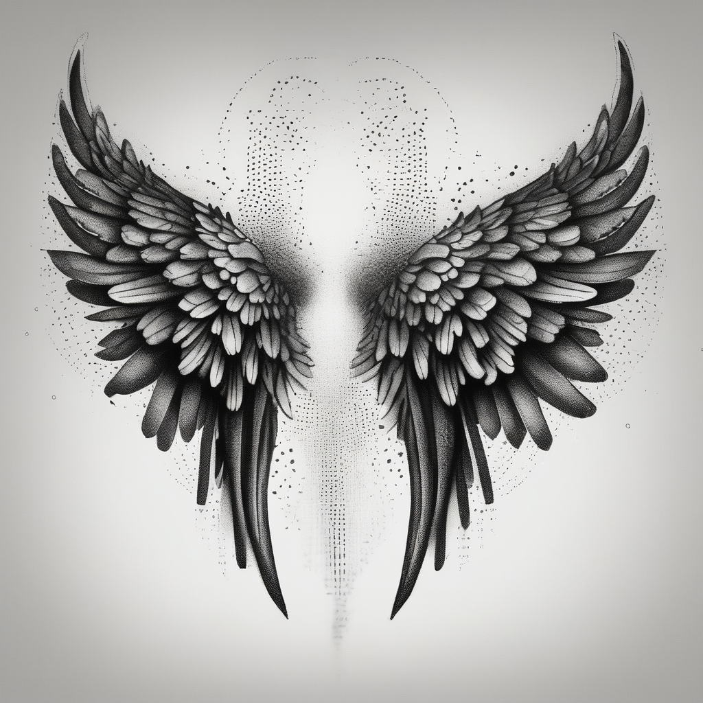 Arm sleeve for men with angels wings bicep-for-men, diseño de tatuaje Dotwork generado con IA
