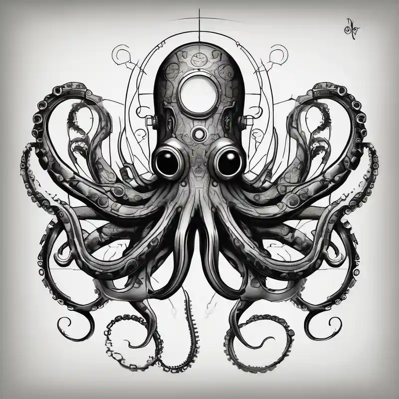 sketch style Biomech Tattoo Ideas in 2025 about Octopus. Steampunk. Biomech. Sinster and Octopus. Steampunk. Biomech. Sinster