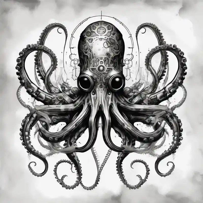 watercolor style Biomech Tattoo Ideas in 2025 about Octopus. Steampunk. Biomech. Sinster and Octopus. Steampunk. Biomech. Sinster