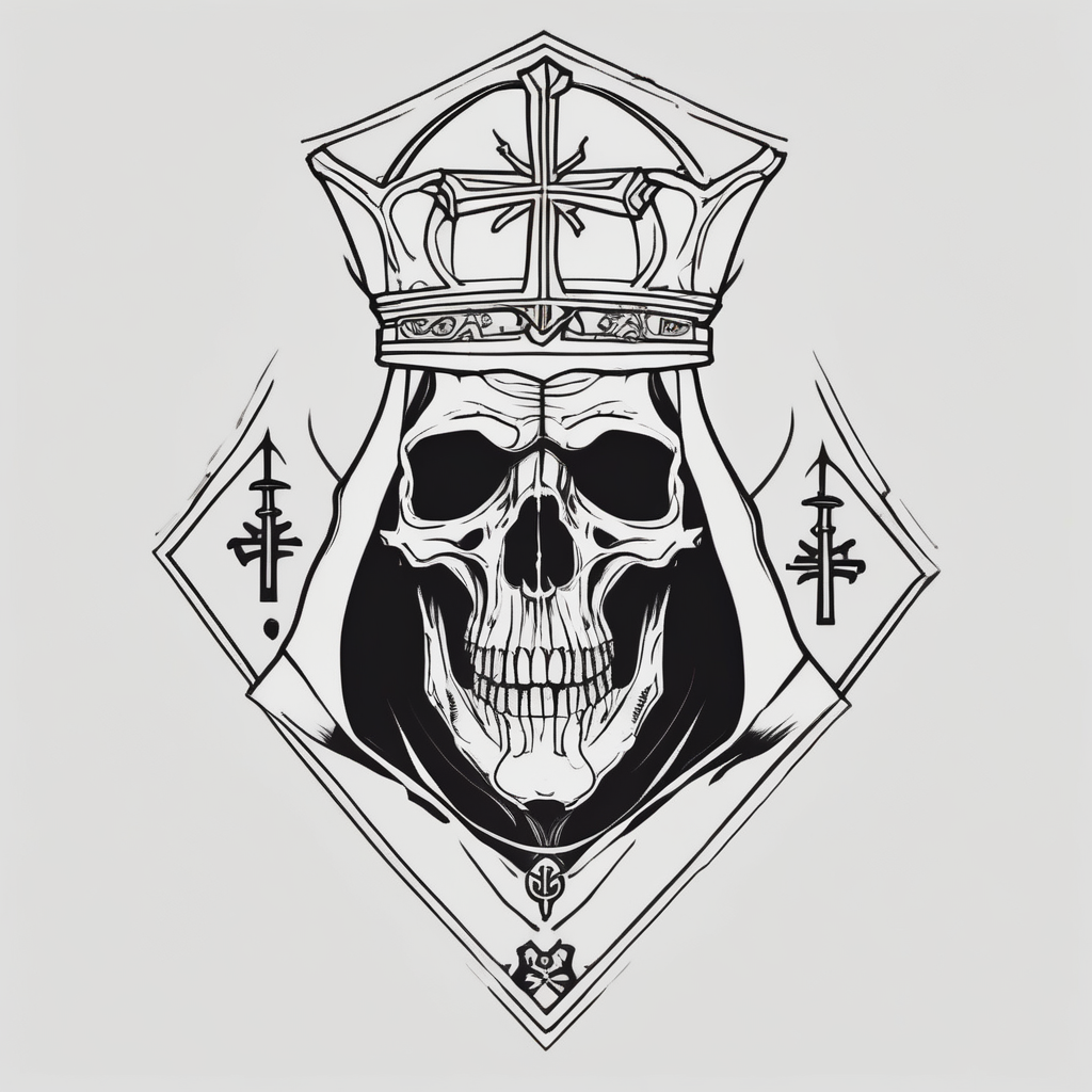 evil bishop skeleton(AIが生成したミニマルスタイルのタトゥーデザイン)