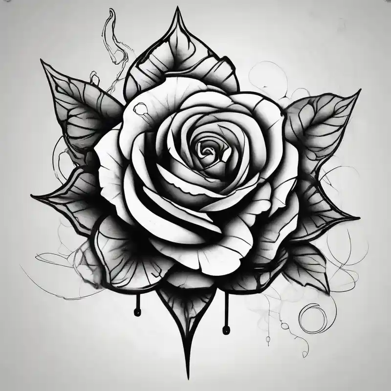 rose in black work