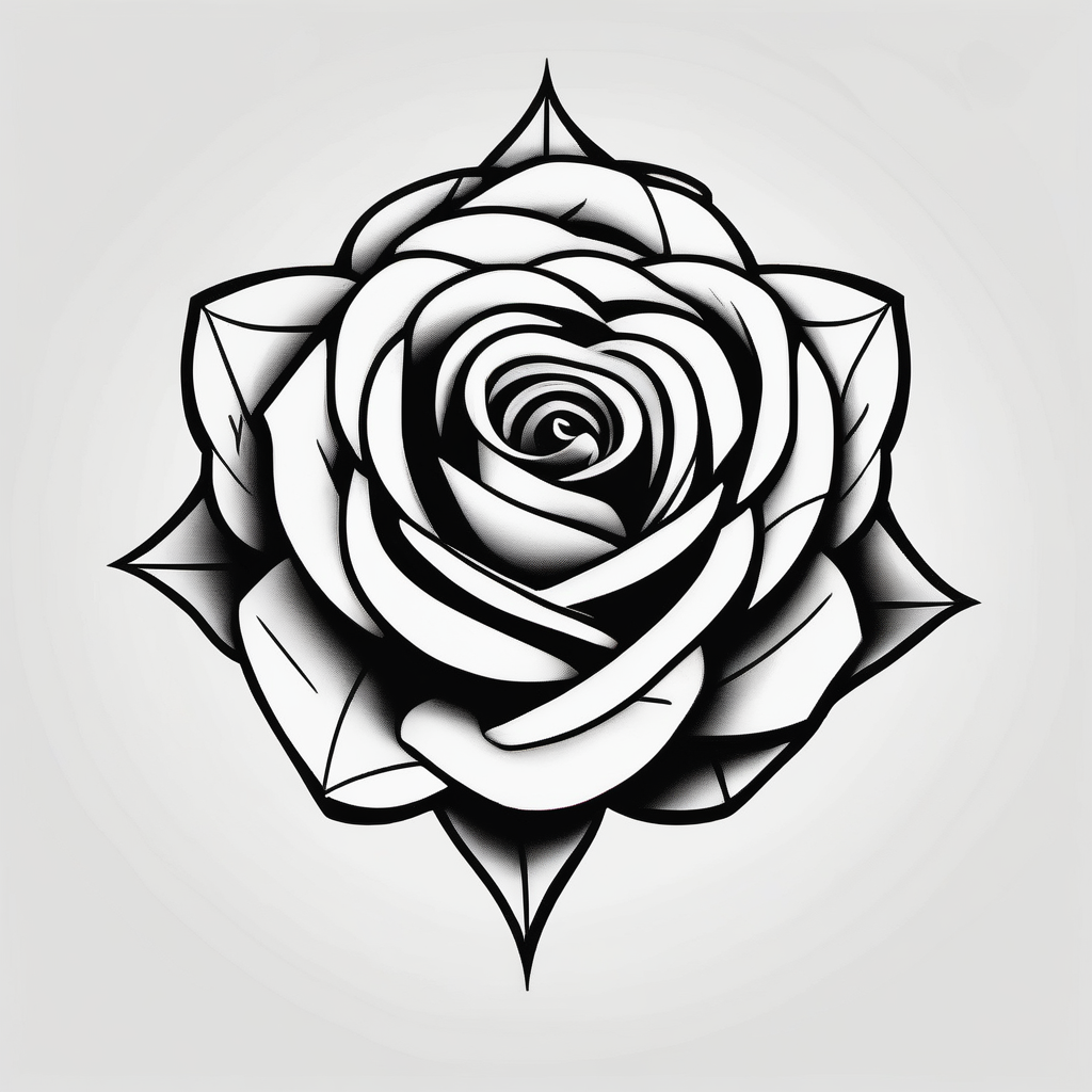 rose in black work black-lotus(AIが生成したミニマルスタイルのタトゥーデザイン)