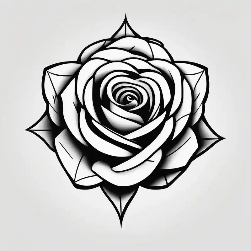rose in black work – ミニマル, 白黒