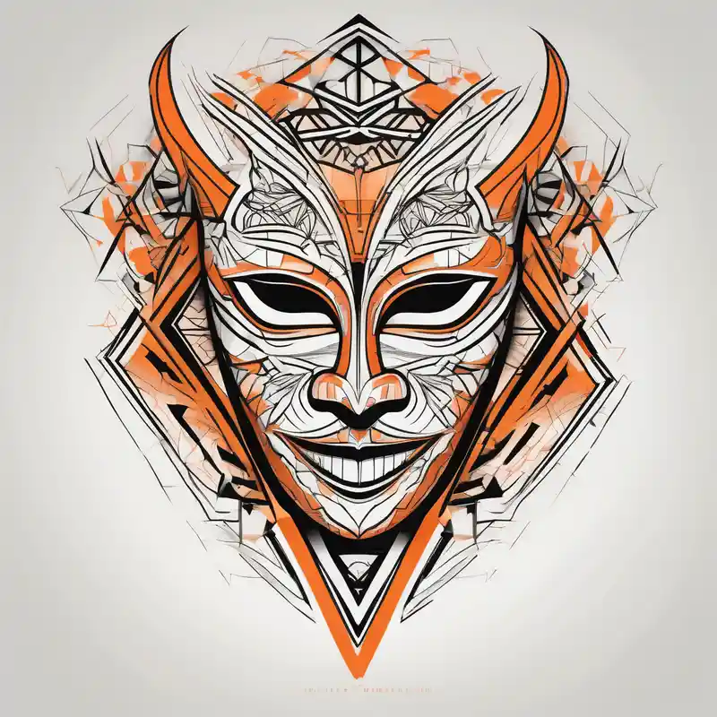 Laughing mask that is orange and black simplistic