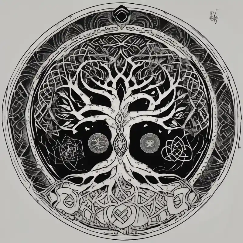 tree of life, infinity, chakras, lotus, mandala – Blackwork, Blanco y negro