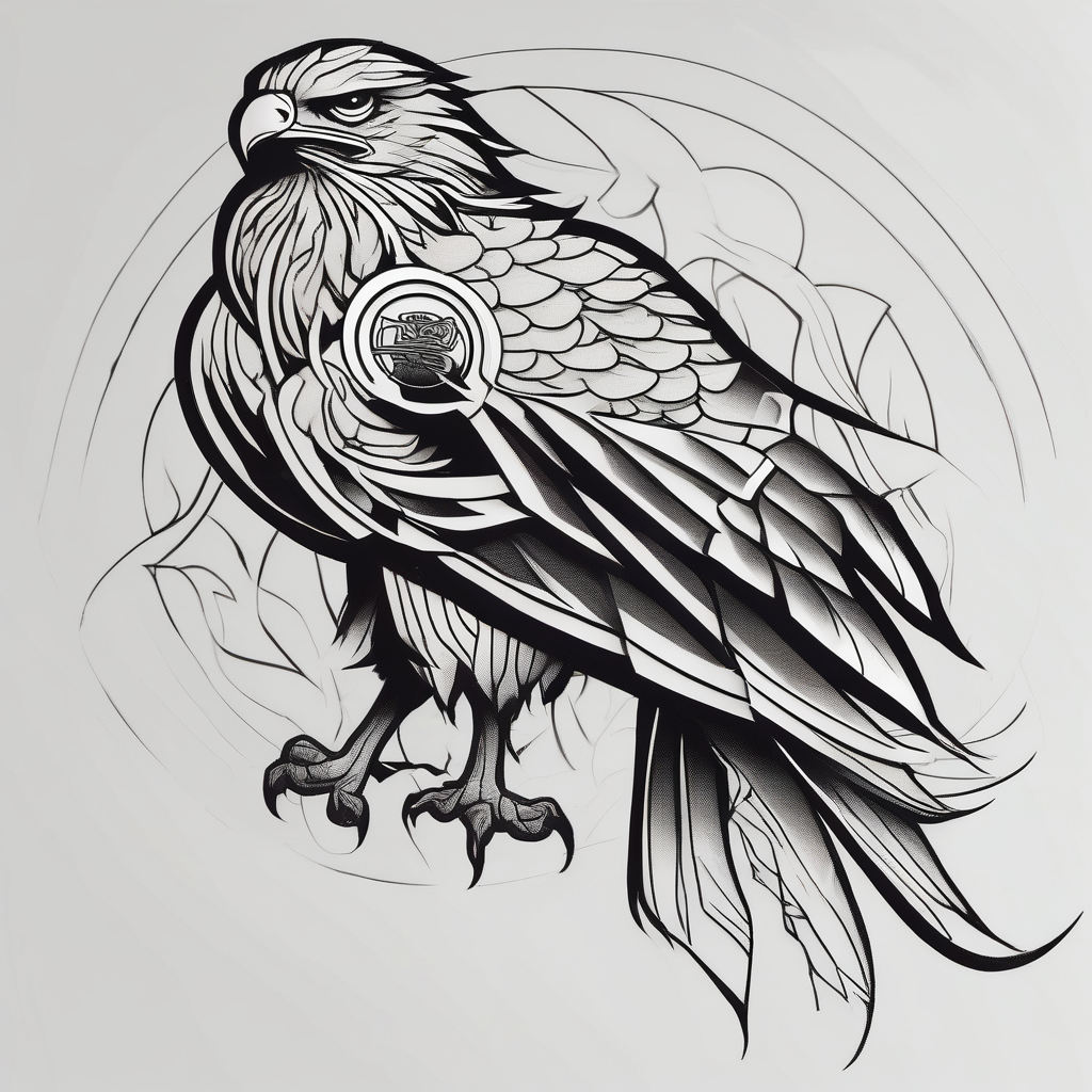 HAWK FLYING blackwork, design de tatouage Japonais généré par IA