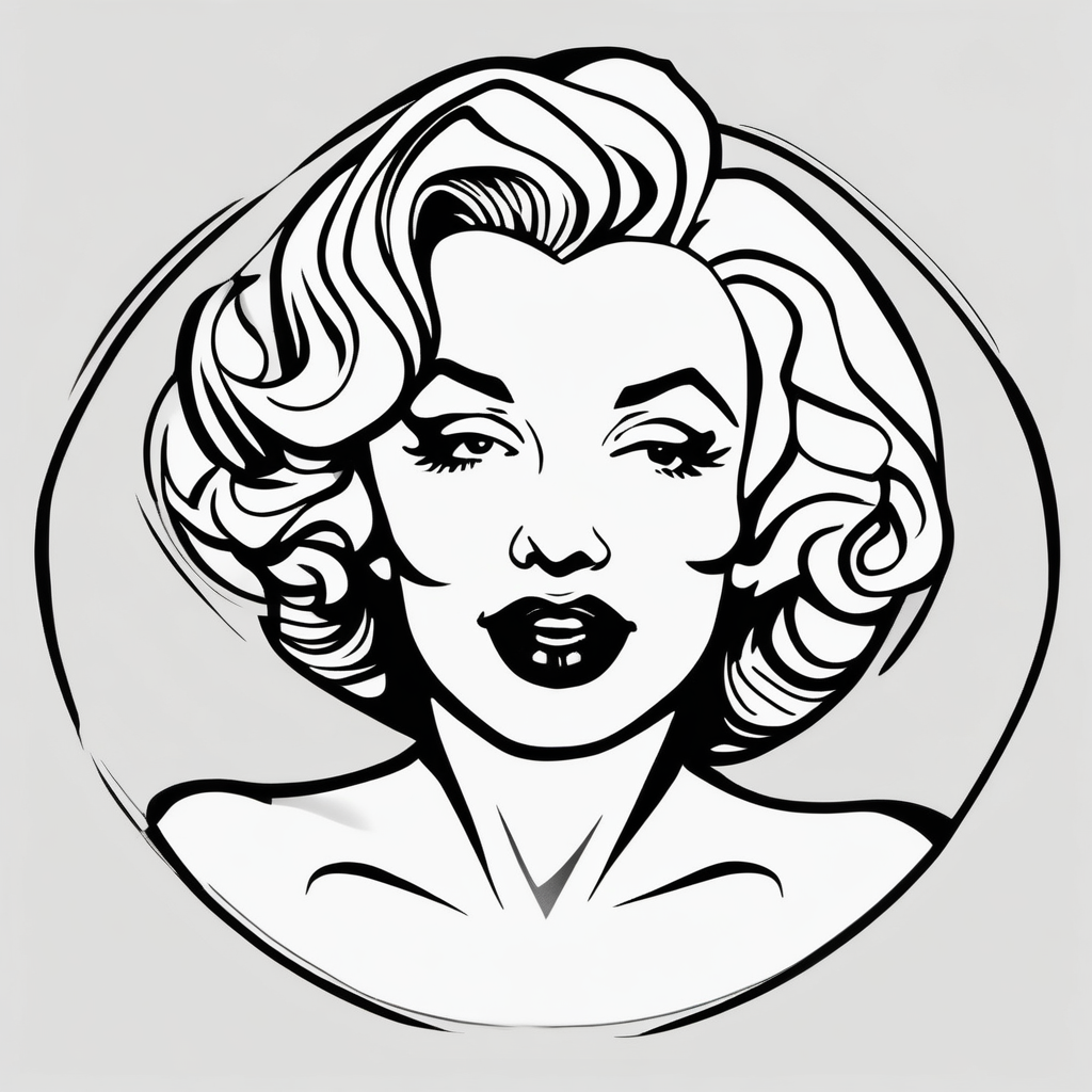 blackwork marylin monroe face (not too big,), design de tatouage Cartoon généré par IA