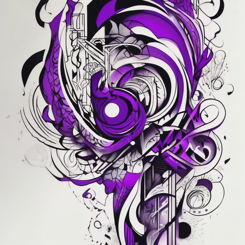 lines around wrist, abstract, black and purple, covered from wrist to forearm, fully covered, no borders, blackwork, no people, AI-generated Surreal tattoo design